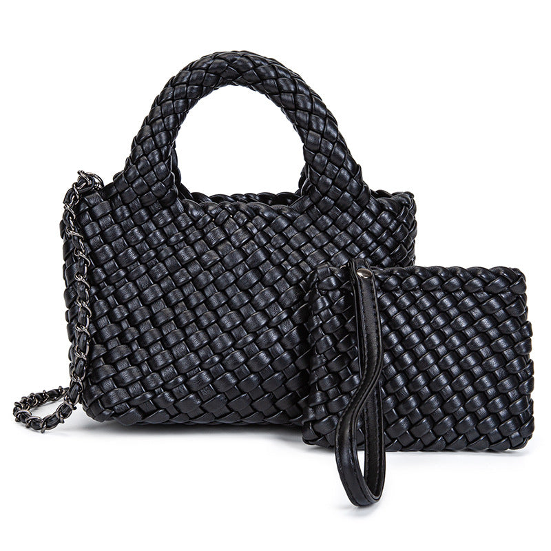 Hand-woven Leather Fashion Vegetable Basket Son Mother Women's Messenger Bag
