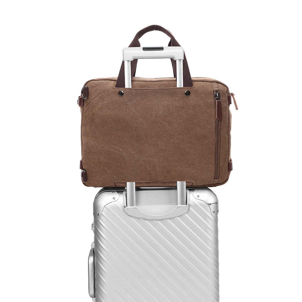 Canvas Business Large Capacity Portable Shoulders Men's Briefcase