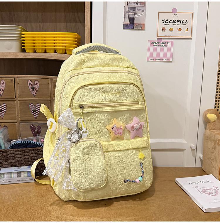 Gentle Candy Color Texture Junior Lightweight Commuter Leisure Backpack