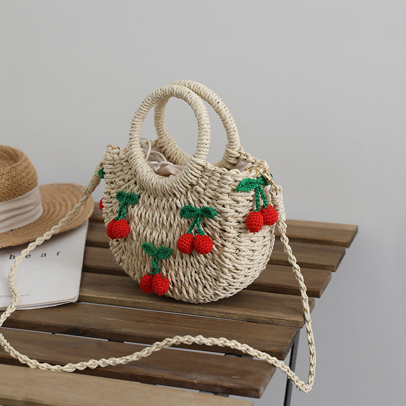 Cute Cherry Fresh Straw Woven Strawberry Bags