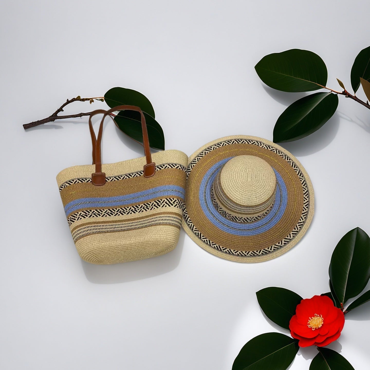Colored Mosaic Holiday Sun Protection Hat Women's Shoulder Bag