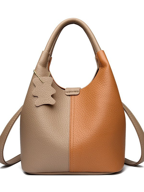 Women's Fashionable Color Blocking Vegetable Basket Generous Lock