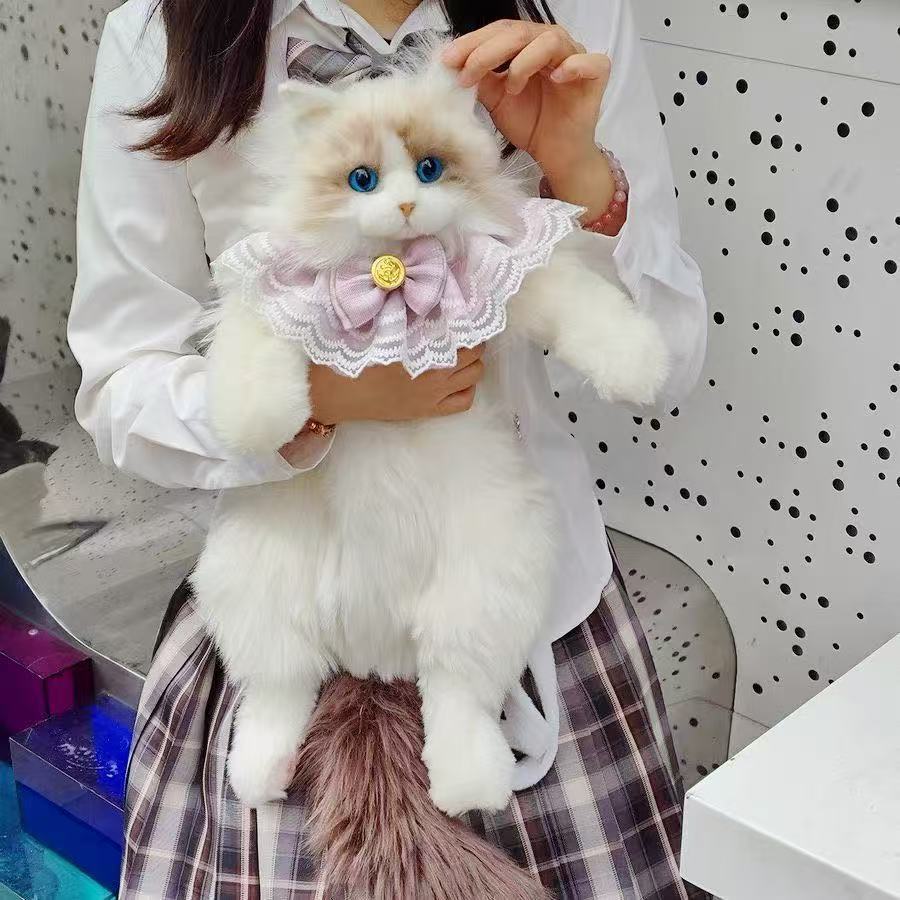 Cute Simulation Doll Cat Plush Comforter Birthday Leisure Backpack