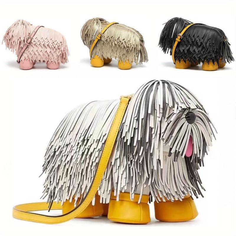 Cute Creative Funny Dog Personality Design Shepherd Tassel Handbags