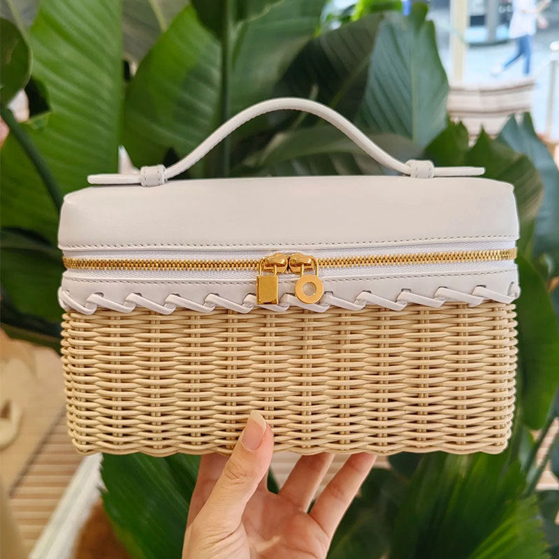 Lunch Box Mini Kelly Rattan Woven Small Square Bag