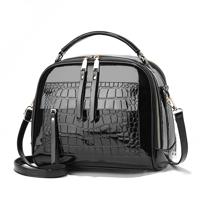 Women's Spring Bright Leather Stone Pattern Fashion Portable Large Women's Messenger Bag