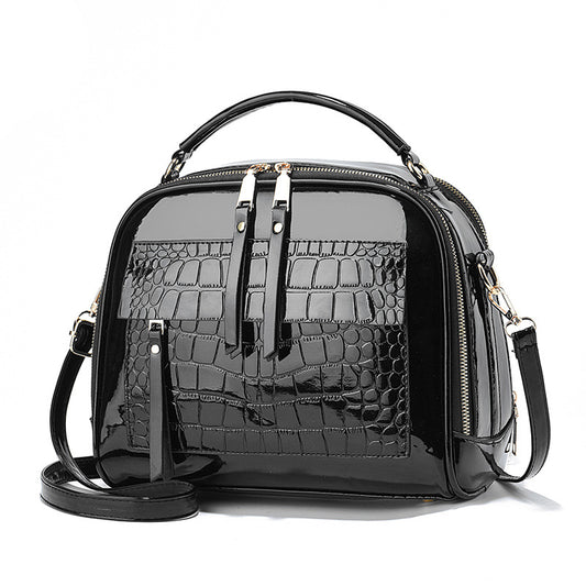 Women's Spring Bright Leather Stone Pattern Fashion Portable Large Women's Messenger Bag