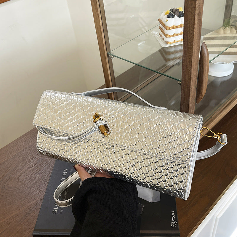 Women's Woven Baguette Retro Textured Portable Simple Light Bags