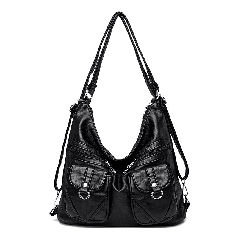 Women's Design Retro Large Capacity Washing Soft Shoulder Bags