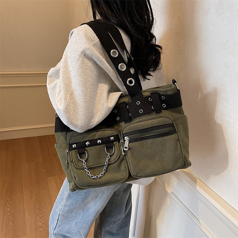 Women's Punk Large Capacity Rivet Commuter Women's Shoulder Bag