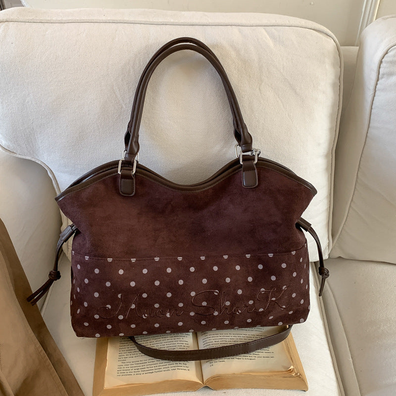 Women's Style Retro Contrast Color Winter Large Capacity Relaxed Feeling Good-looking Women's Shoulder Bag