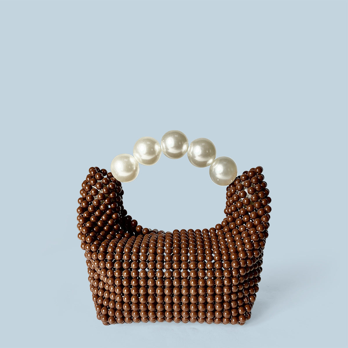 Retro Color Pearl Elegant Hand-woven Beads Boston Women's Handbag