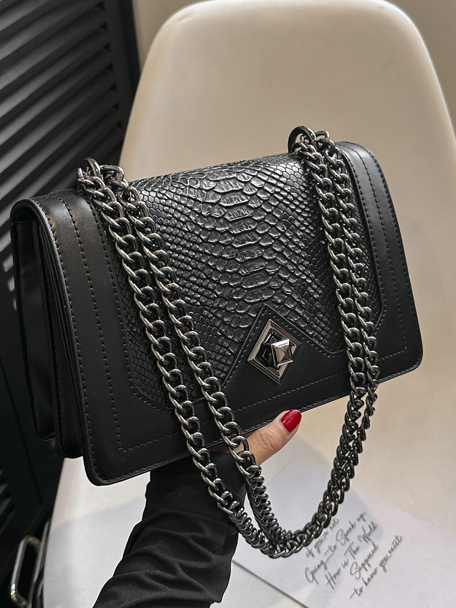 Women's Red Simple Fashion Snakeskin Pattern Single Women's Shoulder Bag