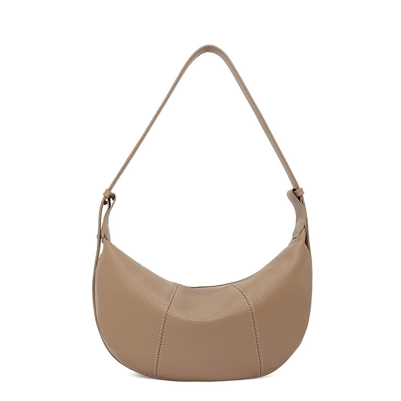 Women's Layer Cowhide Dumpling Genuine Croissant Selenodont Niche High Sense One Women's Leather Bag