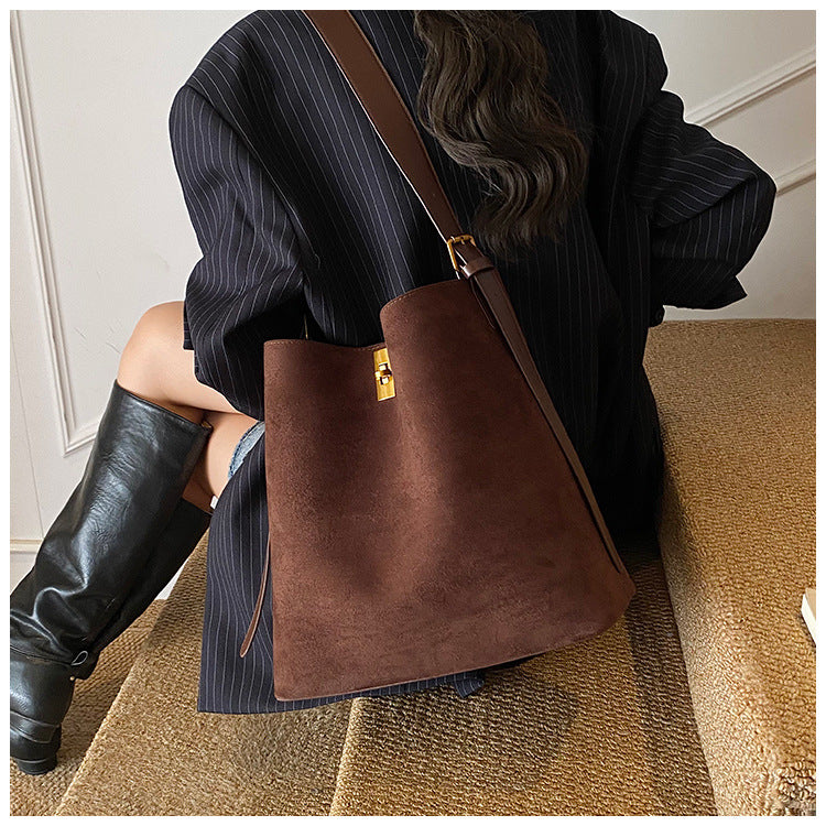Women's Vintage Suede Commuter Elegant Large Capacity Women's Shoulder Bag