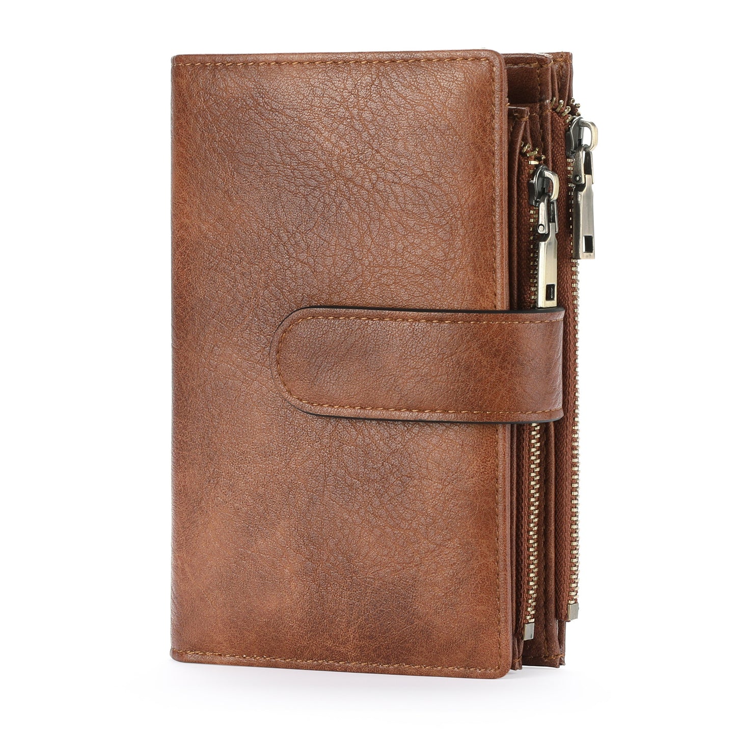 Women's Short Retro Leather Tri Fold Ladies Wallet
