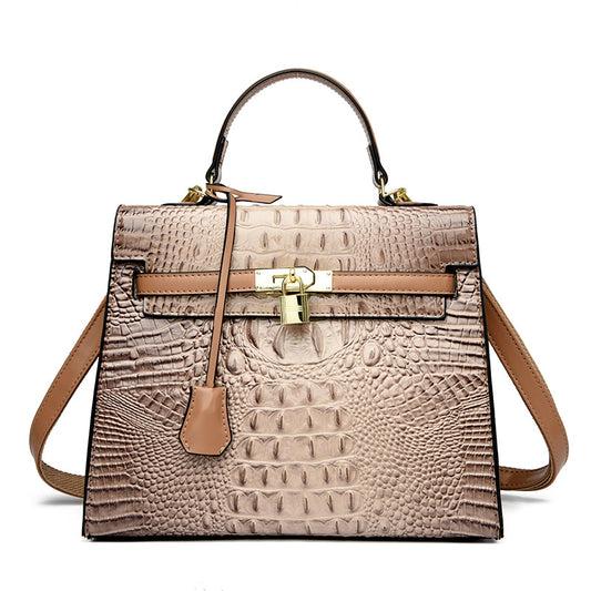 Women's Crocodile Pattern Platinum Fashion Kelly Handbags