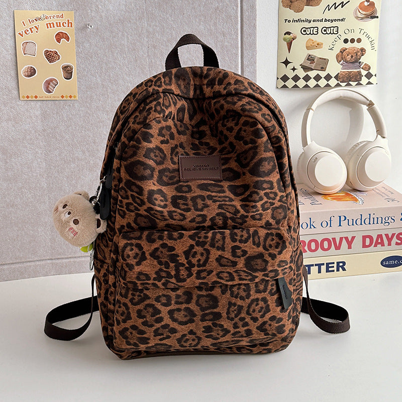 Women's Leopard Print Trendy Large Capacity Commuting Backpacks