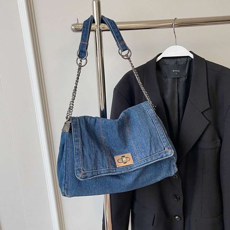 Women's Denim High-grade Chain Large Capacity Commuter Bags