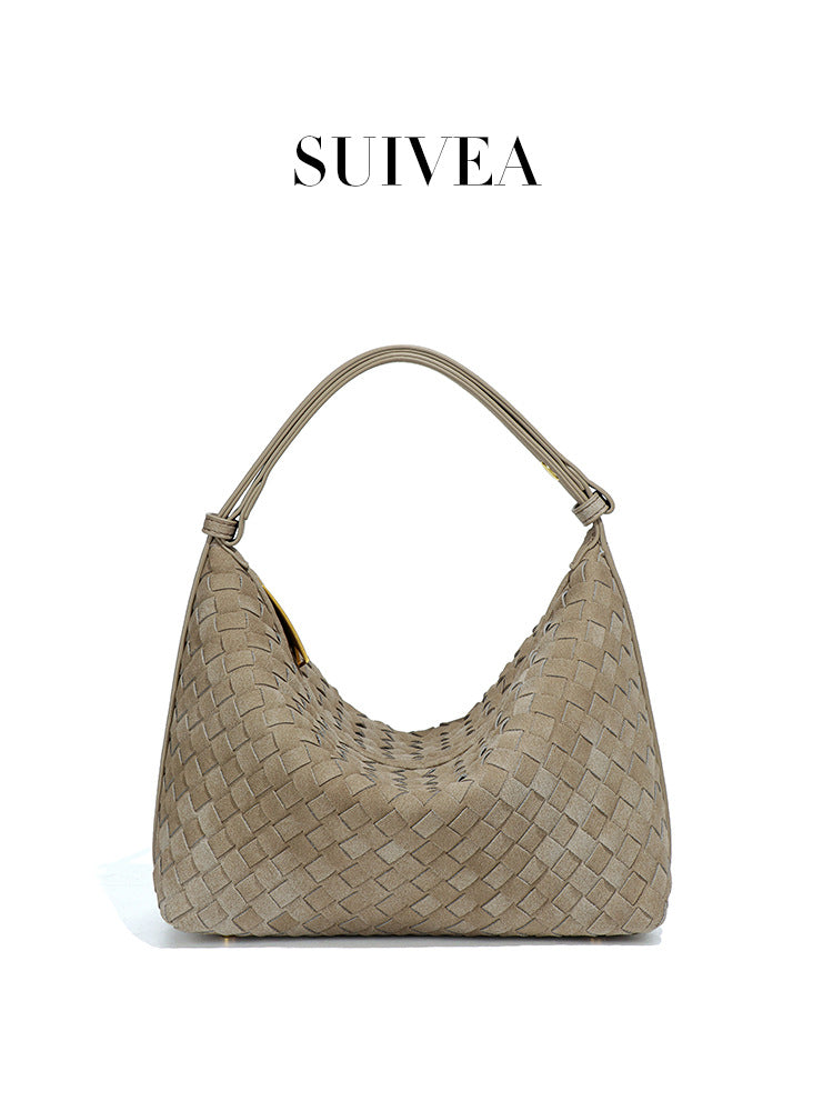 Women's Frosted Suede Woven Lunch Box Retro Underarm Women's Handbag
