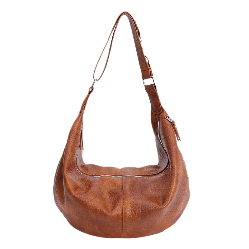 Women's Retro Soft Leather Dumpling Large Capacity Commuter Underarm Korean Bags