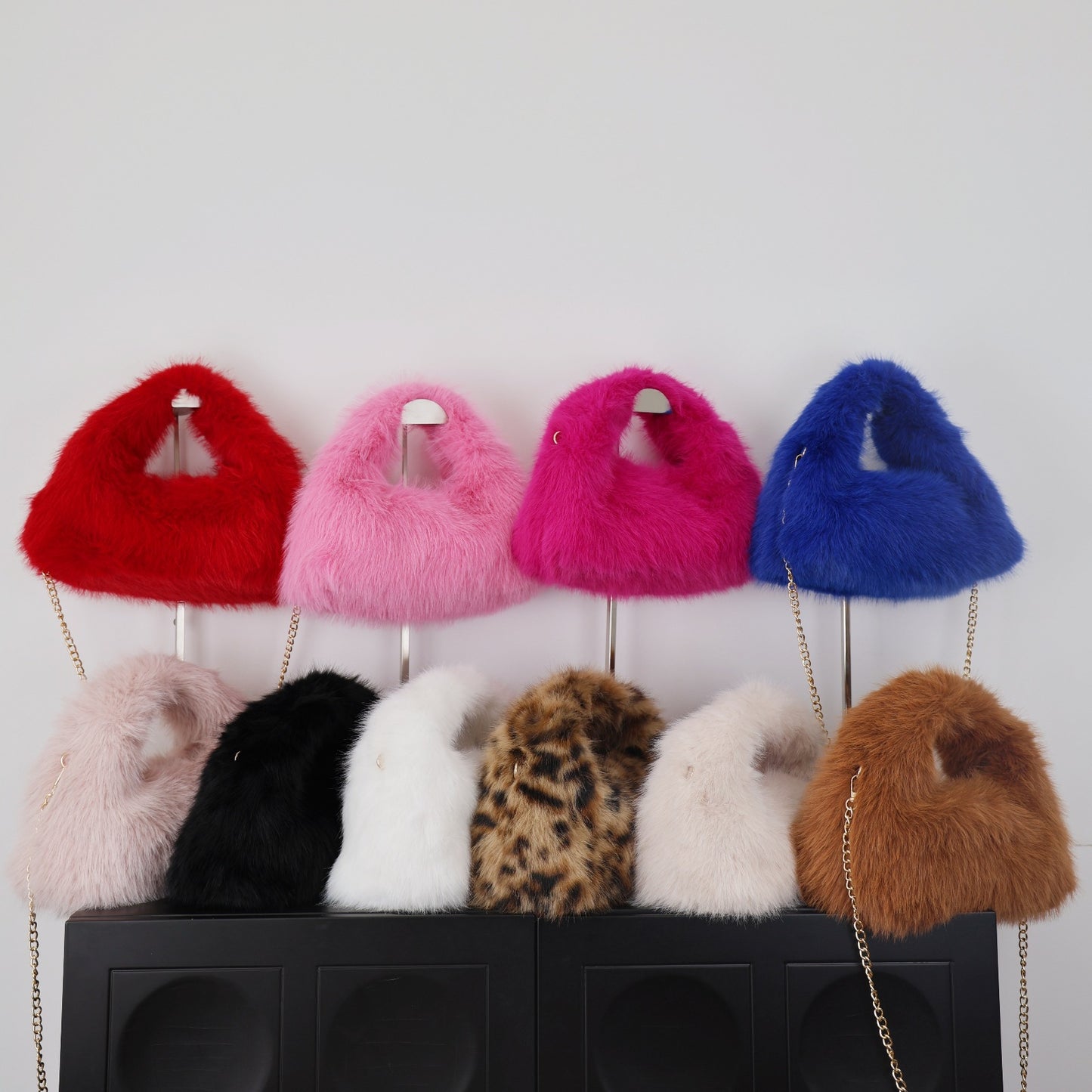 Korean Style Plush Imitation Fox Fur Large Women's Clutch