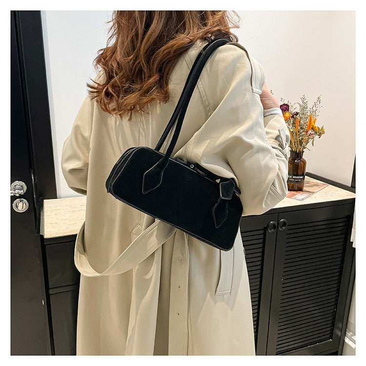 Women's Suede Baguette Underarm Fashion Texture Solid Women's Shoulder Bag