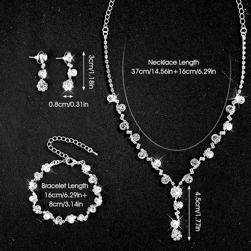 Bridal Luxury Suit Cold Sier Elegant Necklace Earring Bracelet Evening Bags