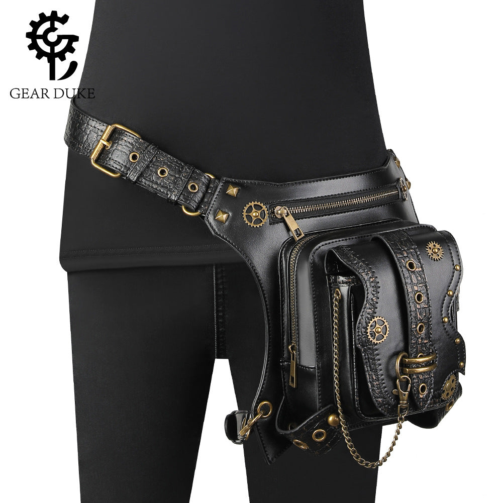 Women's & Men's Punk Style Motorcycle Chain Niche Vintage Women's Chest Bag, Fanny Pack