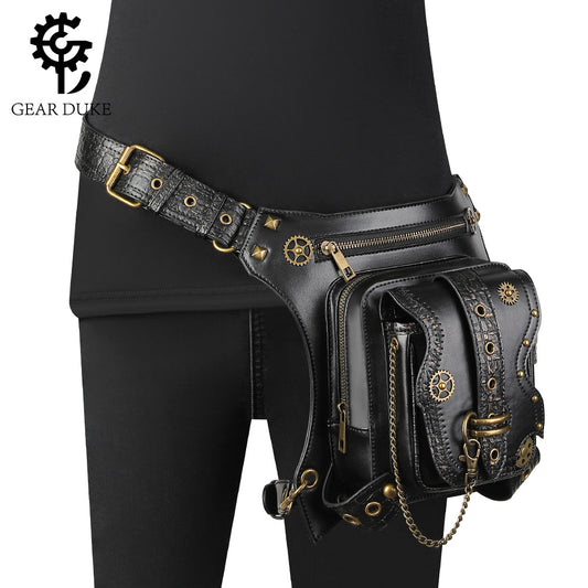 Women's & Men's Punk Style Motorcycle Chain Niche Vintage Women's Chest Bag, Fanny Pack
