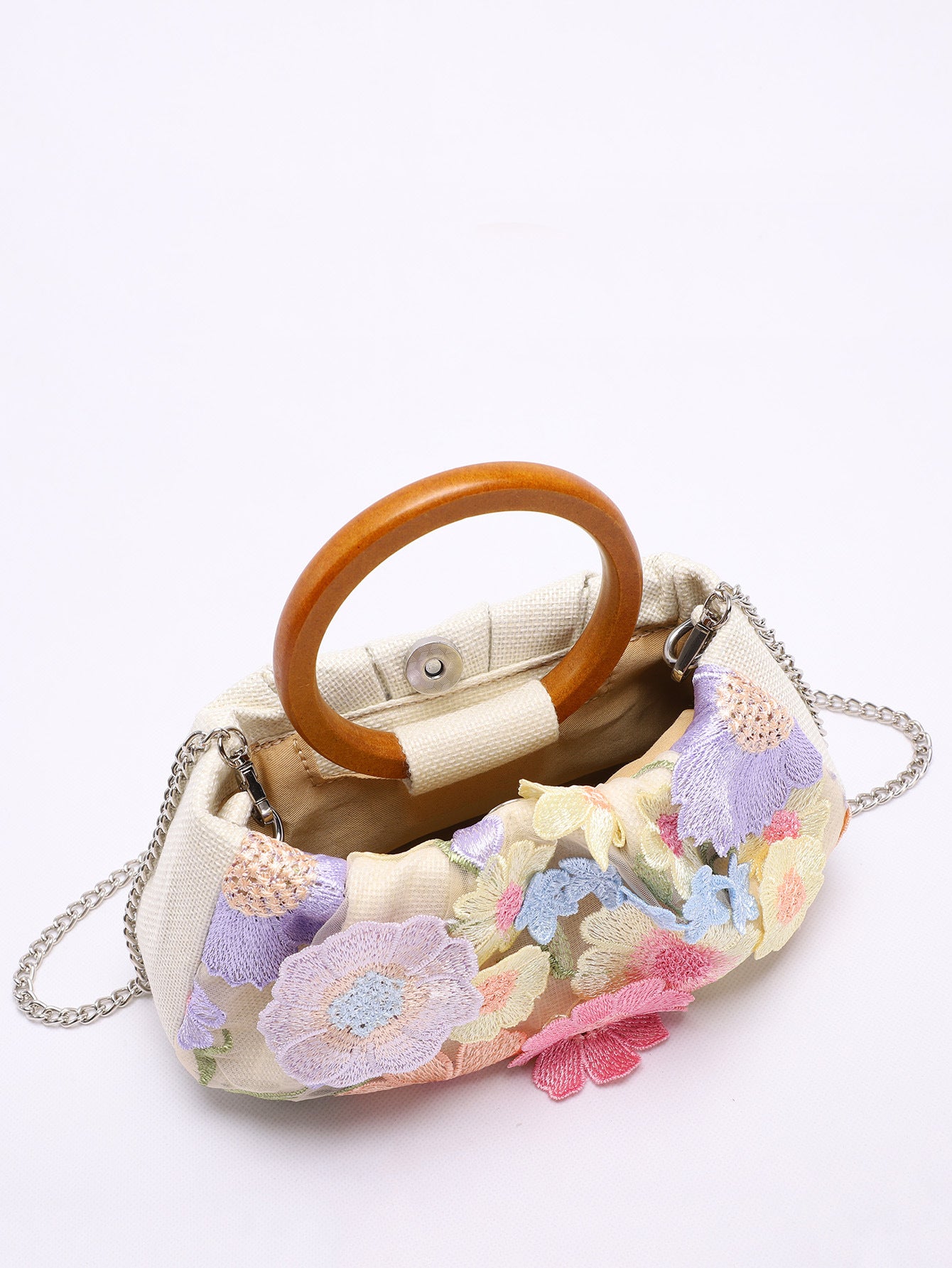Applique Embroidery Vacation Style Hand Pearl Sequin Women's Handbag