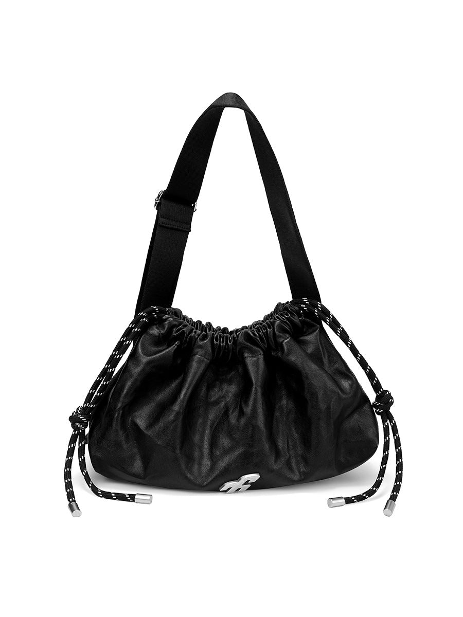 Hello Drawstring Ruffle Female Large Capacity Commuter Women's Shoulder Bag