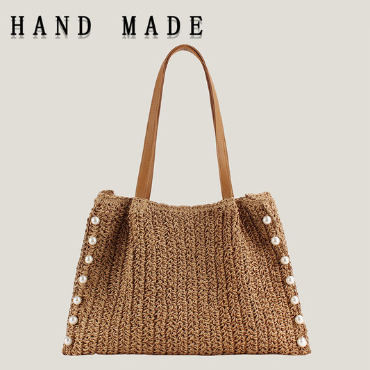 Women's Pearl Versatile Large Capacity Seaside Vacation Women's Shoulder Bag
