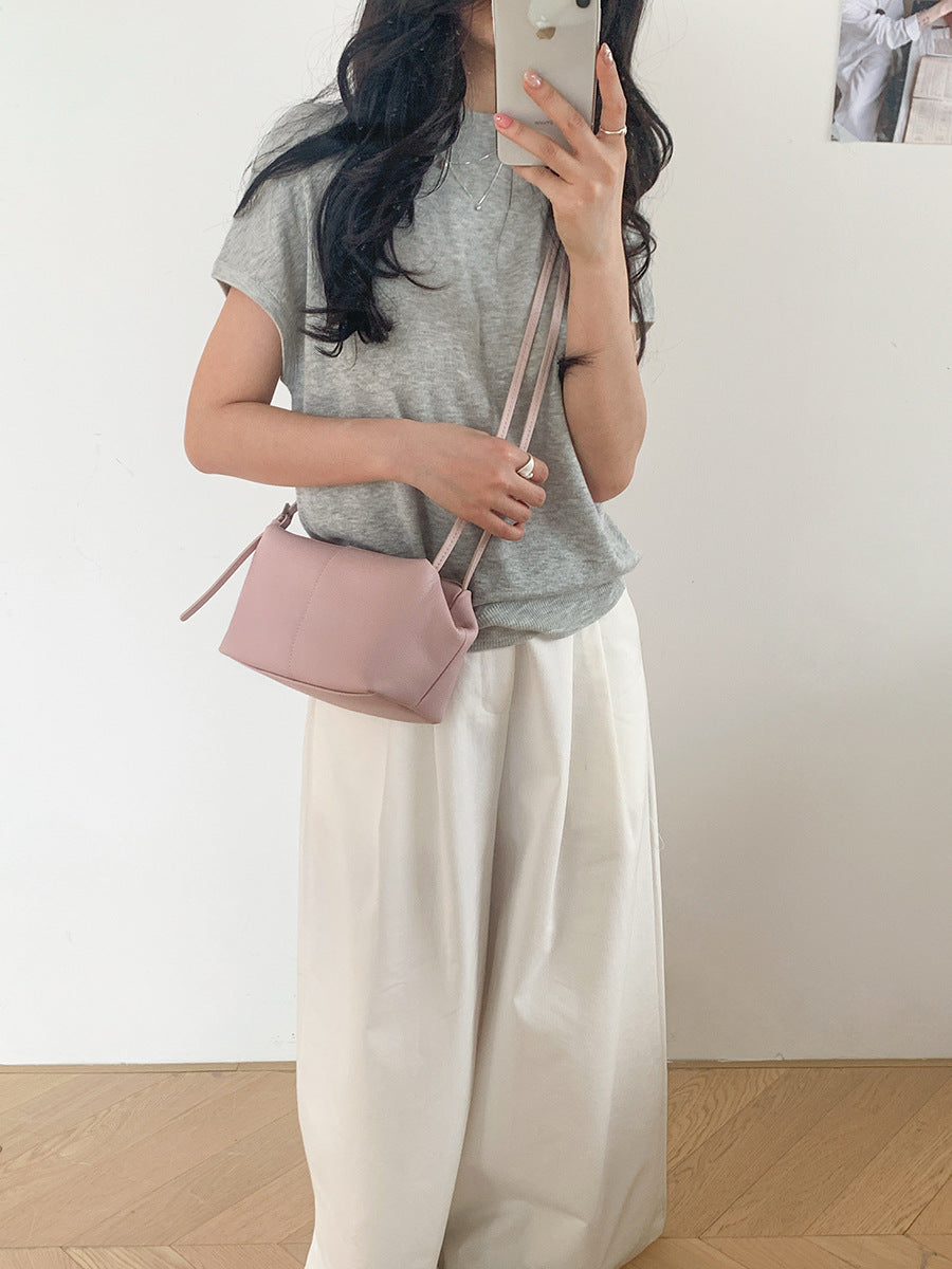 Authentic Leather Tactile Feel Pillow Minimalist Underarm Large Capacity Fashion Bags