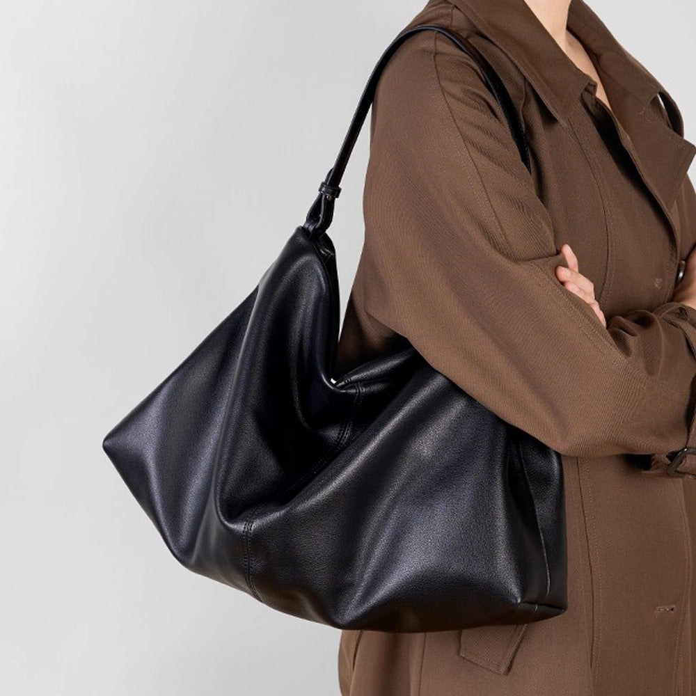 Women's Totes Lazy Loose Leather Commuter Underarm Portable Tote Bag