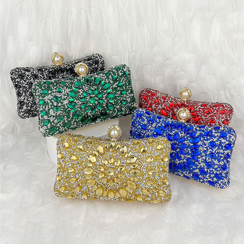Colorful Shiny Gemstone Diamond Banquet Bride Clutch Bags