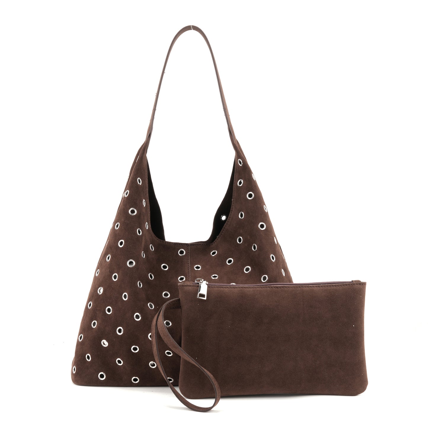 Women's Retro Brown Rivet Large Capacity Metal Women's Shoulder Bag