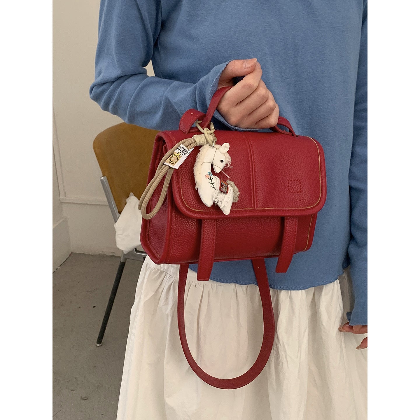 Women's Korean Style Fashion Carrying Simple Cambridge Small Square Bag