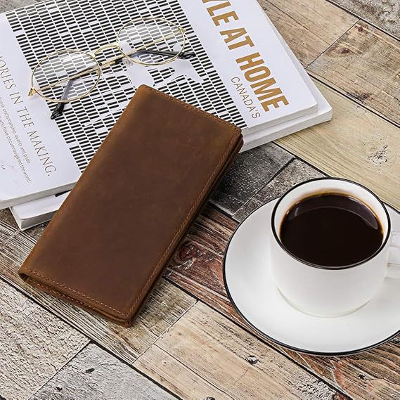 Men's Horse Leather Long Two-fold Pure First Layer Cowhide Men's Wallet