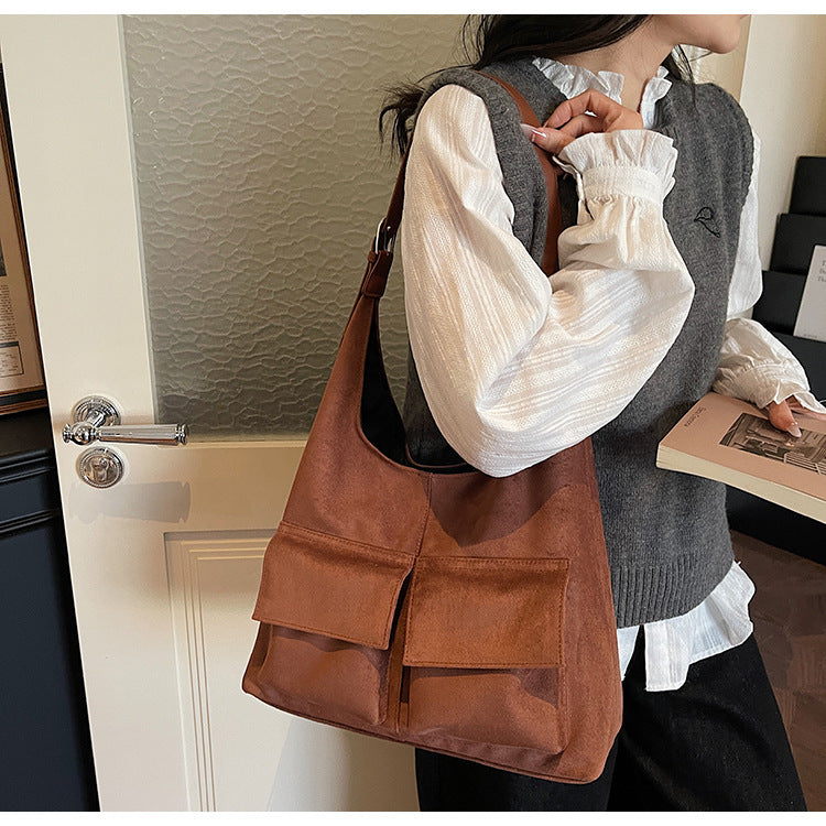 Women's Suede Underarm Versatile Retro One Large Capacity Women's Shoulder Bag