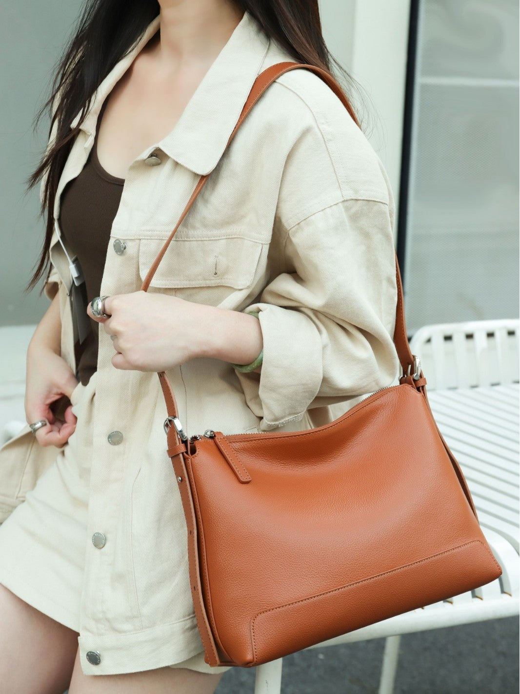 Cowhide Retro Large Capacity Dumpling Fashion Genuine Tote Bags