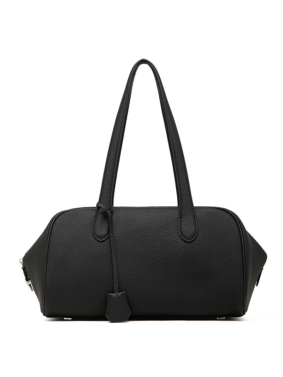 Women's Layer Cowhide Boston Leather Large Capacity Simple Underarm Women's Shoulder Bag