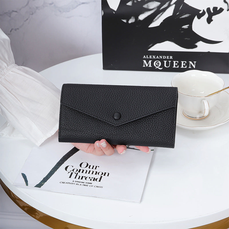 Women's Full Cowhide Long Large Capacity Genuine Ladies Wallet