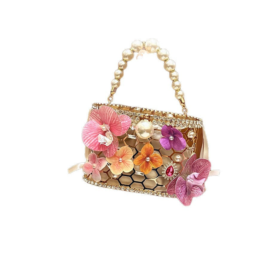 Style Metal Hollow Dinner Pearl Butterfly Orchid Handle