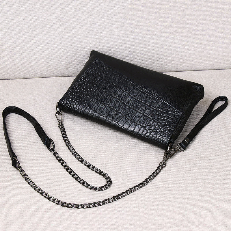 Women's Pattern Genuine Leather Fashionable Large Capacity Chain Women's Clutch