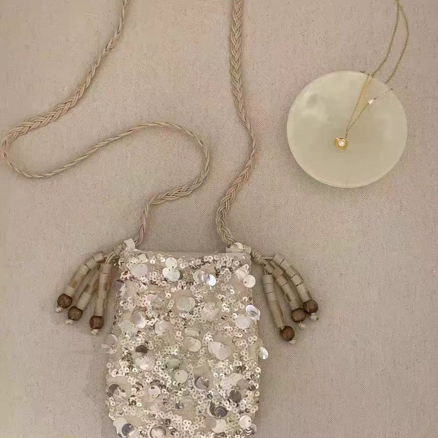 Beads Hand-woven Satin Beaded Change Mobile Bags