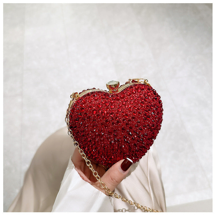 Women's Heart Shape With Diamond Acrylic Dinner Women's Messenger Bag