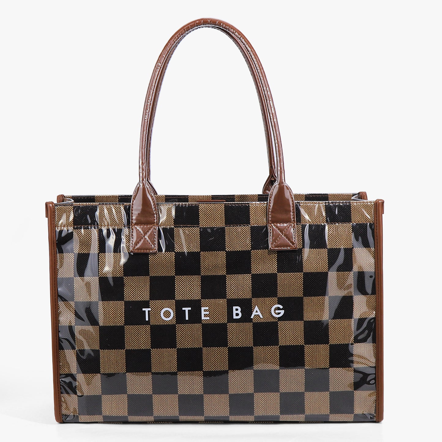 Black Brown Chessboard Large Capacity Double Shoulder Bags