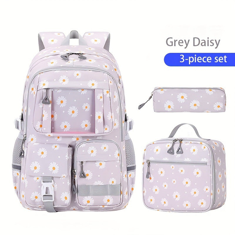 Korean Printing Waterproof Rucksack Three-piece Spine Bags