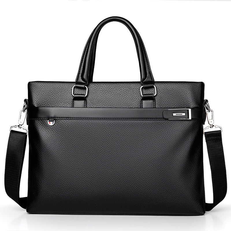 Men's Large Capacity Business Soft Leather Computer Shoulder Bags